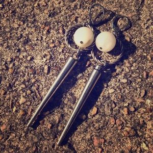 Moonstone and Silver Dagger Earrings